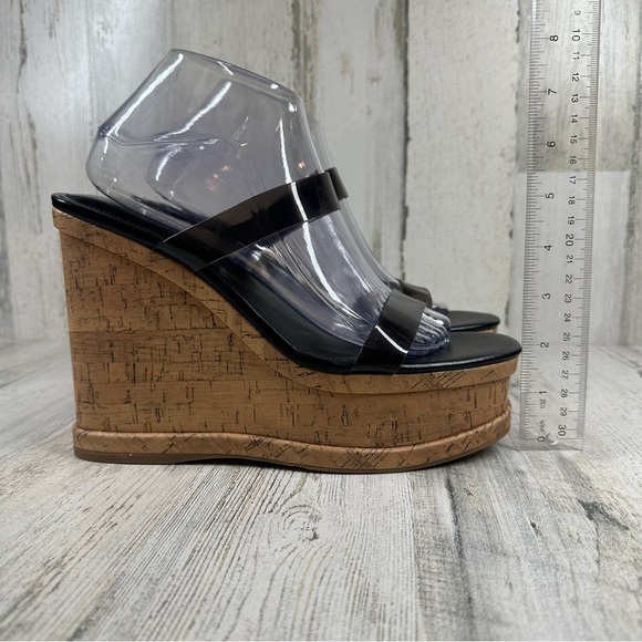 New Nine West Rapps 3 Black Cork Wedge Chunky Sandals #859 - Picture 9 of 12